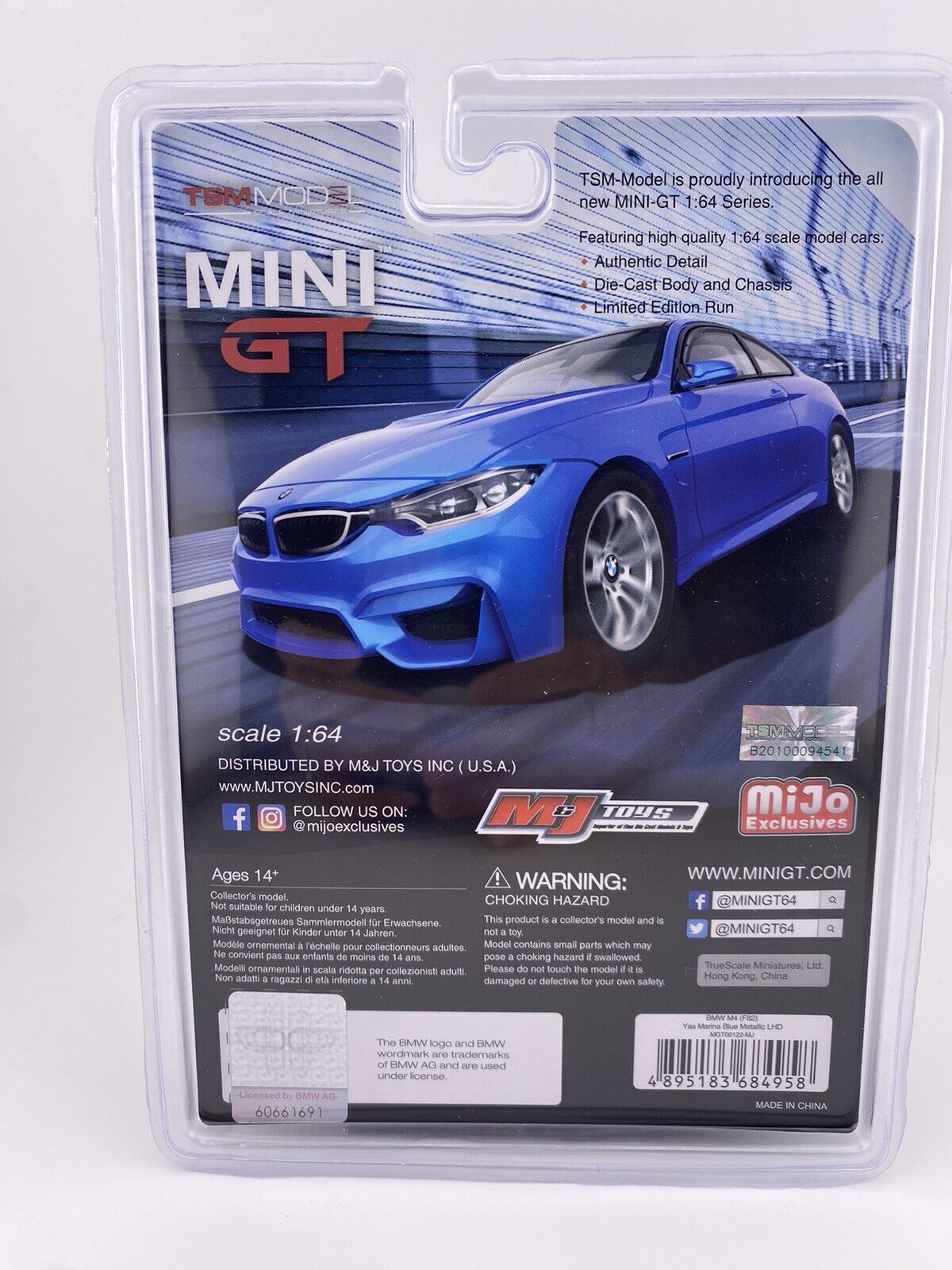 BMW M4 (F82) - Yas Marina Blue Metallic - Mini GT 00122