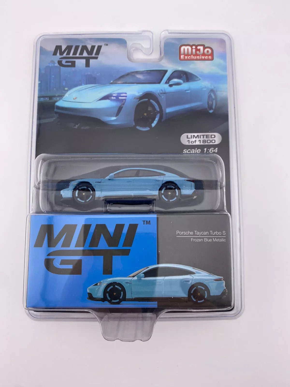 Porsche Taycan Turbo S Frozen Blue Metallic - Mini GT MGT 00225